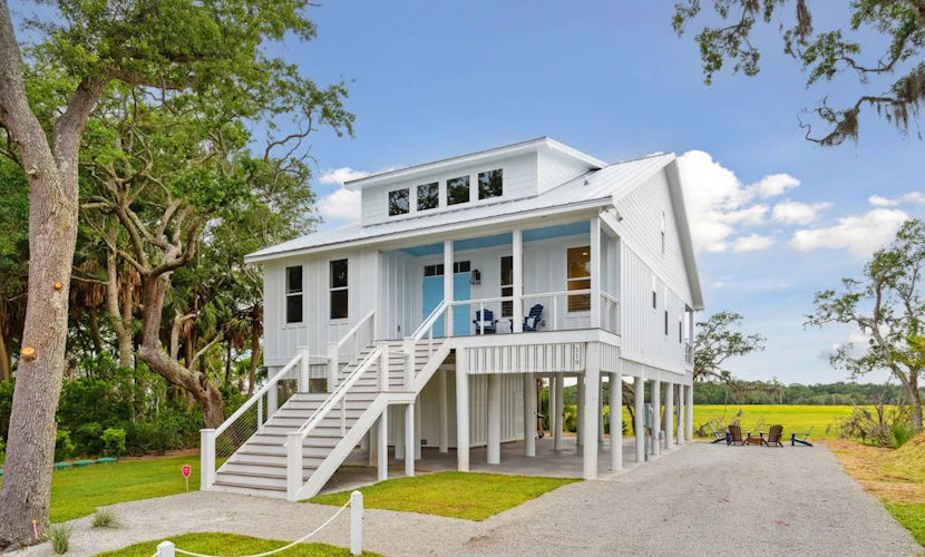 Brand-new home near the beach with firepit, marsh views, deck, & W/D