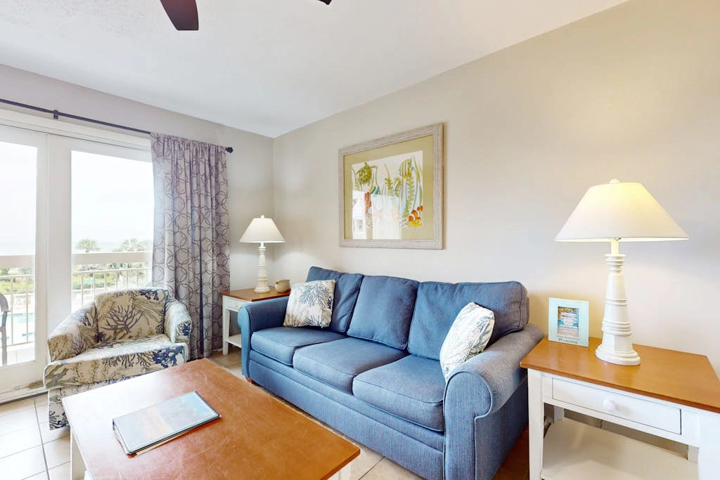 Beach-view condo in oceanfront complex with outdoor pool, beach access, balcony