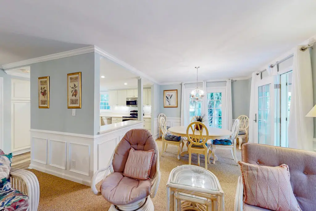 Dog-friendly villa with pool, tennis, pickleball, on-site golf, deck, & W/D