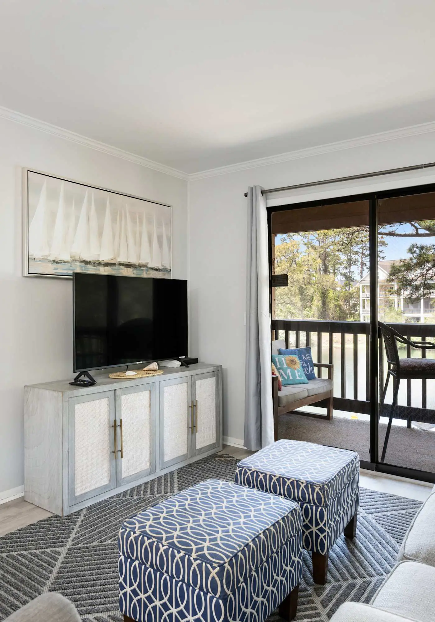 Water view retreat with balcony, beach gear, pools, tennis, hot tub, & gym