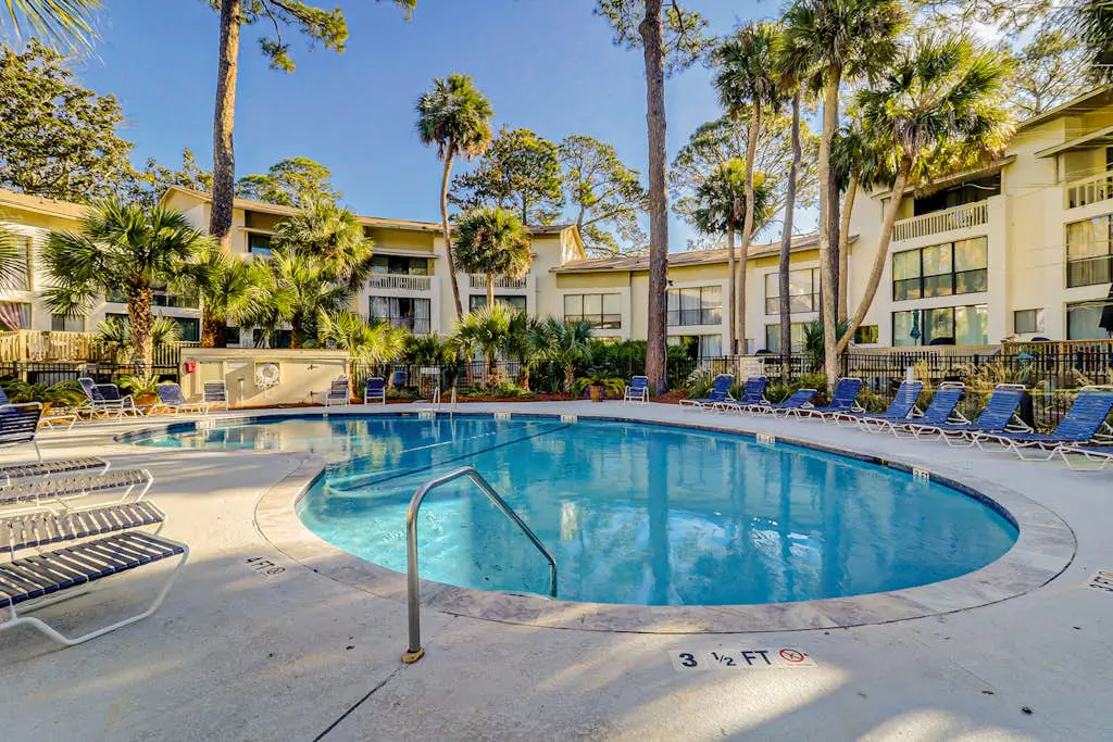 Villa with a 2 outdoor pools, bike paths, and a short walk to Coligny Beach