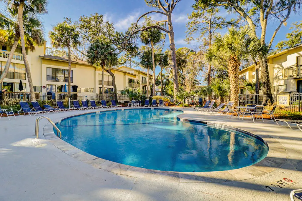 Villa with a 2 outdoor pools, bike paths, and a short walk to Coligny Beach