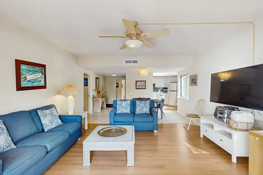 Inviting family-friendly condo with balcony, central AC, & outdoor pool