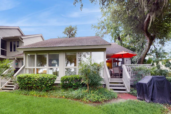 Villa with saltwater pool, golf, firepit, hot tub, & private beach access