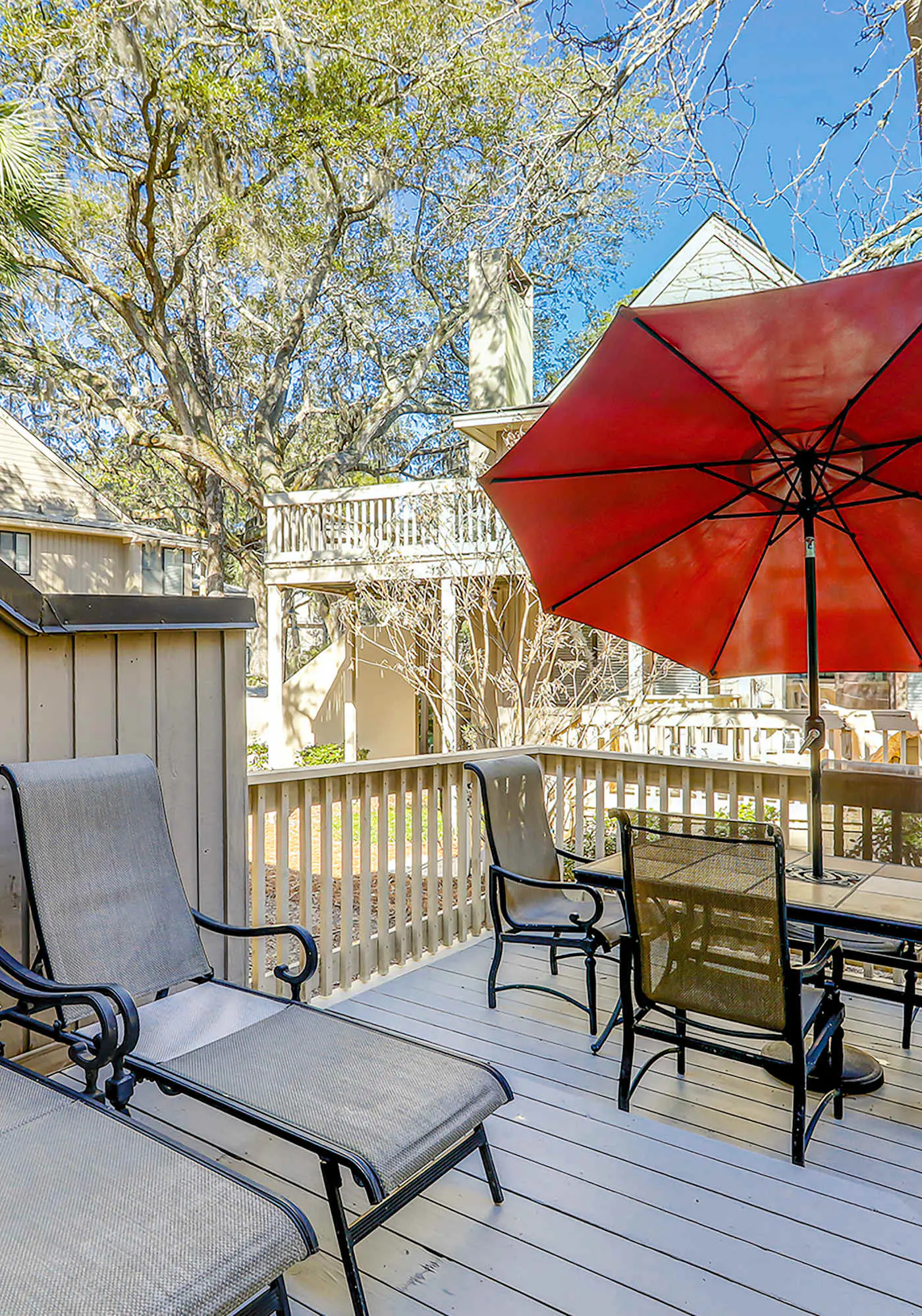 Relaxing First-Floor Condo | Spacious Deck + Remote Work Setup | Walk to Beach