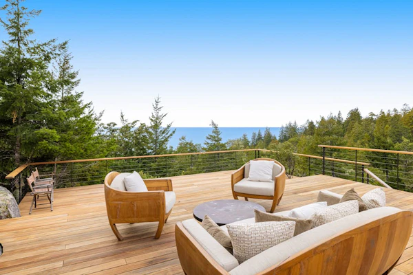 Stunning ocean view home with gourmet kitchen, luxe interior & large deck