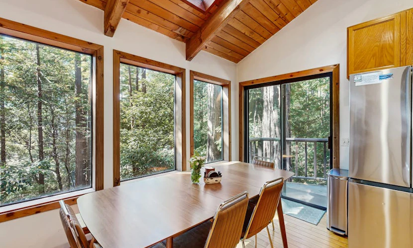 Secluded, two-story getaway with free WiFi, wood stove, & furnished deck