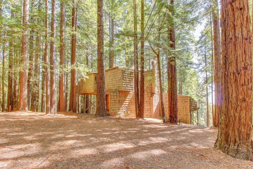 The Redwood House - Forested cabin with private hot tub on the golf course