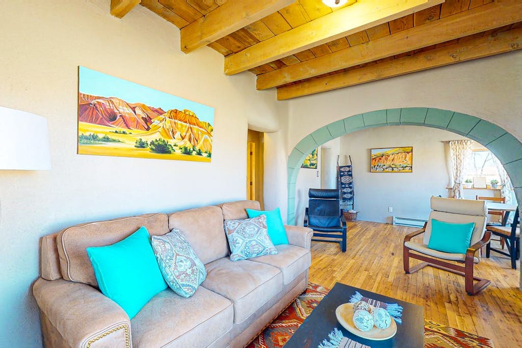 Dog-friendly sun-soaked home with grill, firepit, & washer/dryer - mountain view