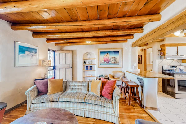 Restored 1938 adobe with mountain view & kiva fireplace - dog-friendly