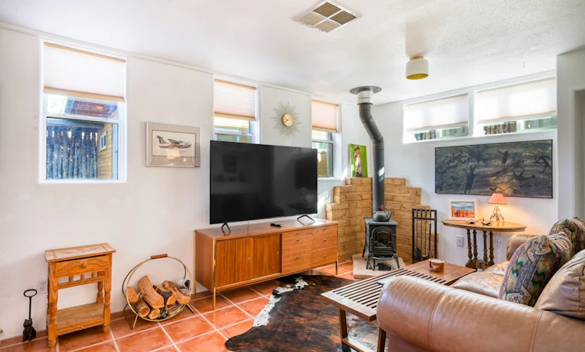 Serene dog-friendly home with wood stove, washer/dryer, patio, deck, & WiFi