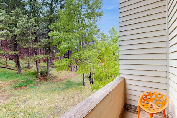 Mountain decor condo with forest views & easy snowboard access