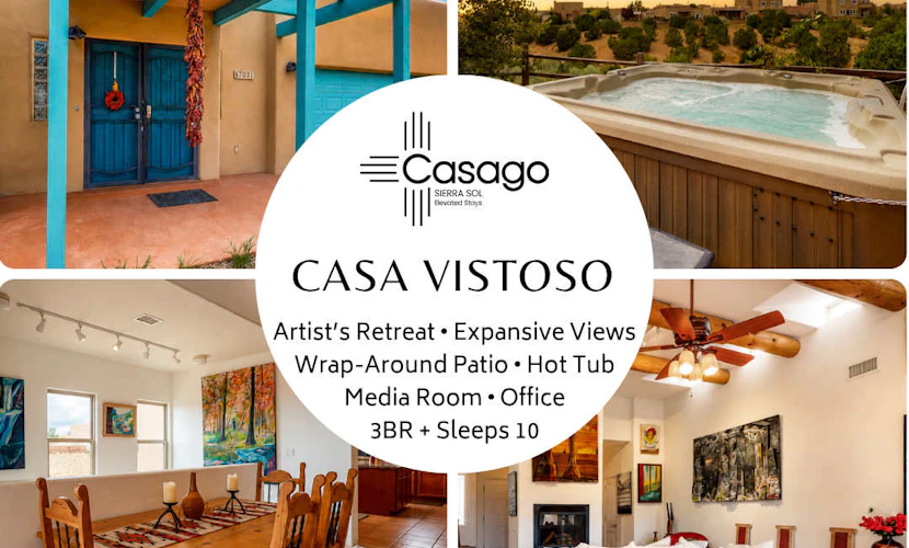 Artist's retreat with two living area, large patio, and private hot tub