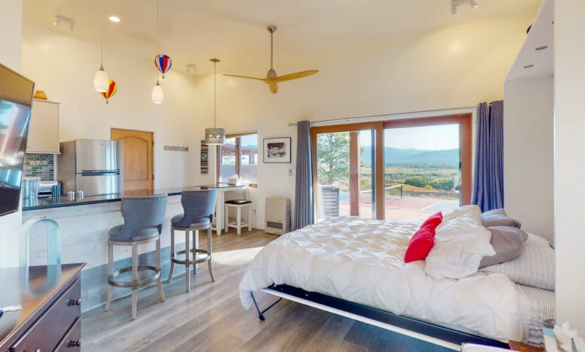 Mountain-view casita with hot tub, pickeball court, walking labyrinth & orchard