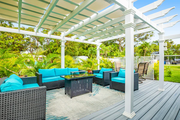 Inviting home near the water with gazebo, fire table, heated pool & spa