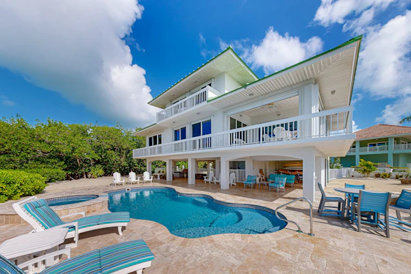 Luxurious waterfront home with panoramic views, pool, spa, & dock