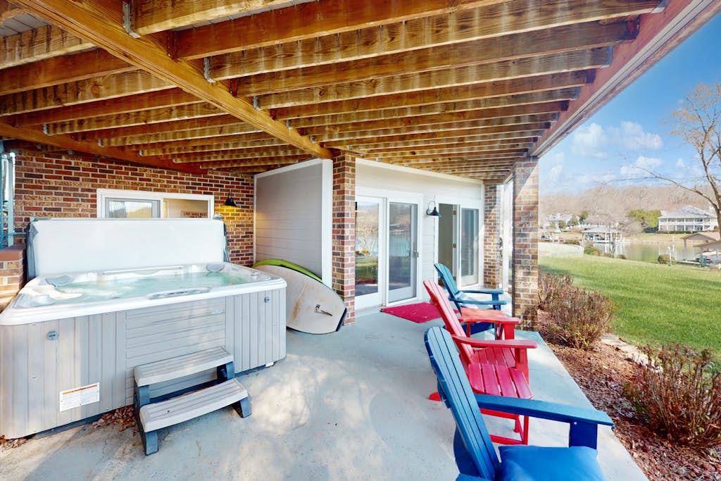 Sail Away - Waterfront home with private beach on the lake, hot tub, & dock