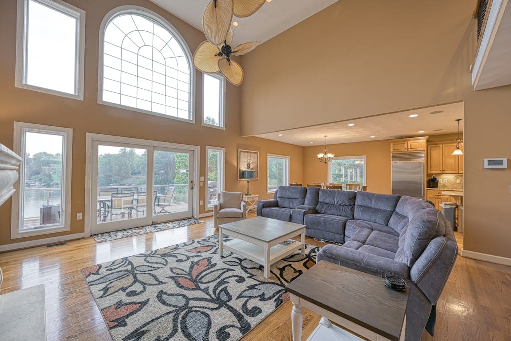 Lakefront getaway with private dock, office, firepit, deck, & pool table