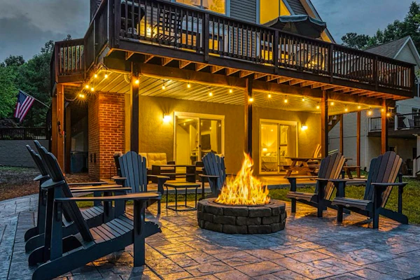 Lakefront home with brand-new hot tub, dock, kayaks, SUP, game room & firepit