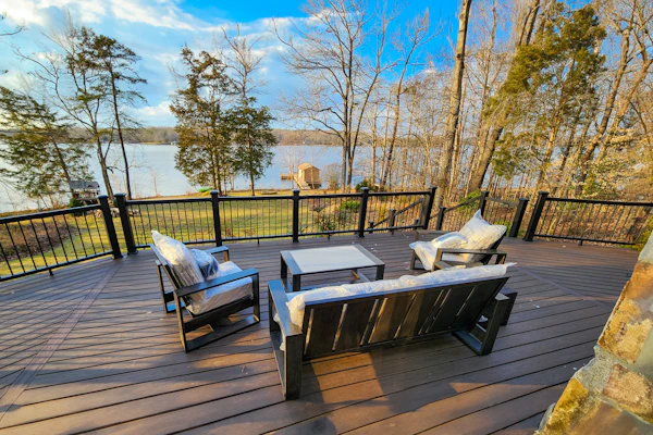 Enchanting lakefront oasis with fire pit, generous patio, dock, & amazing views