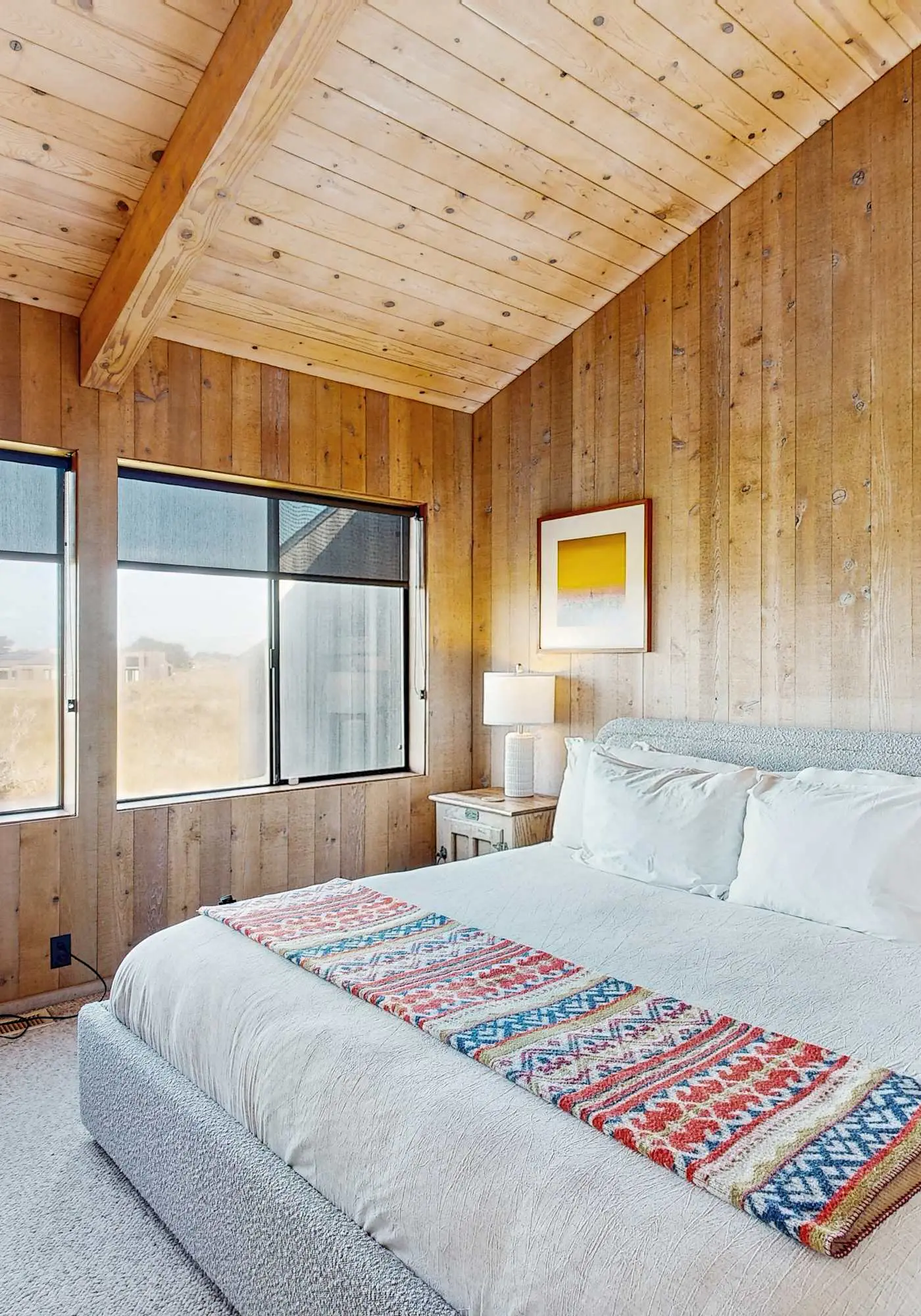 Ocean view home with stone fireplace, dog-friendly