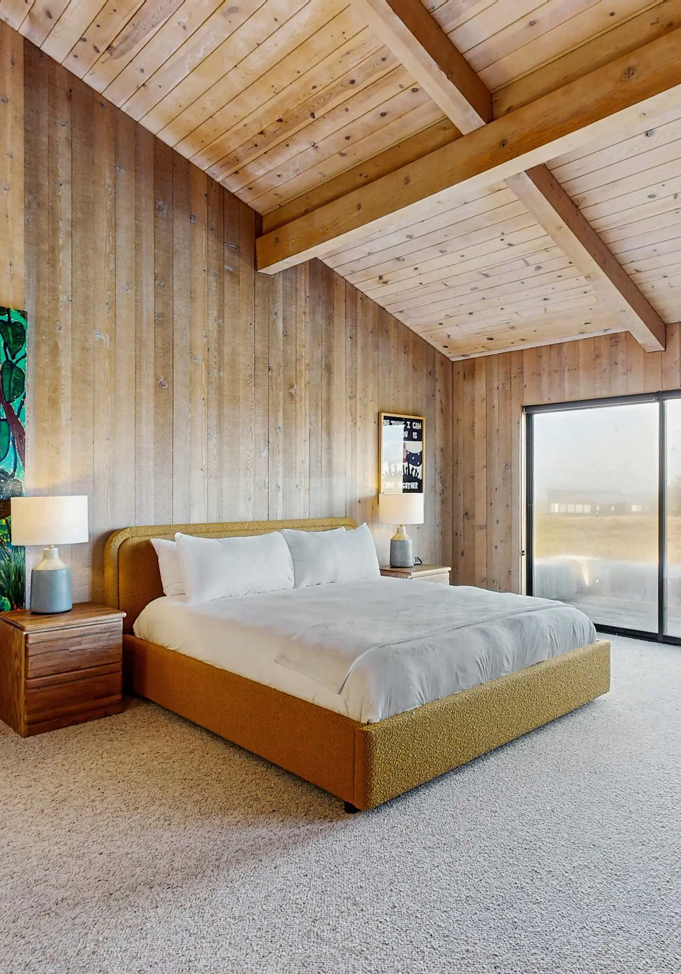 Ocean view home with stone fireplace, dog-friendly