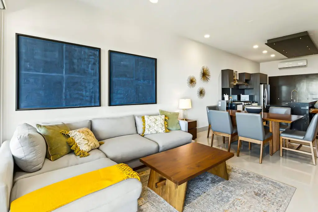 Modern apartment with. ocean view, pool, patio, tennis, & gym
