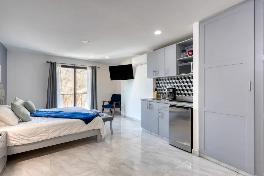 Hotel suite with ocean-view rooftop infinity pool, balconies & AC - dog-friendly