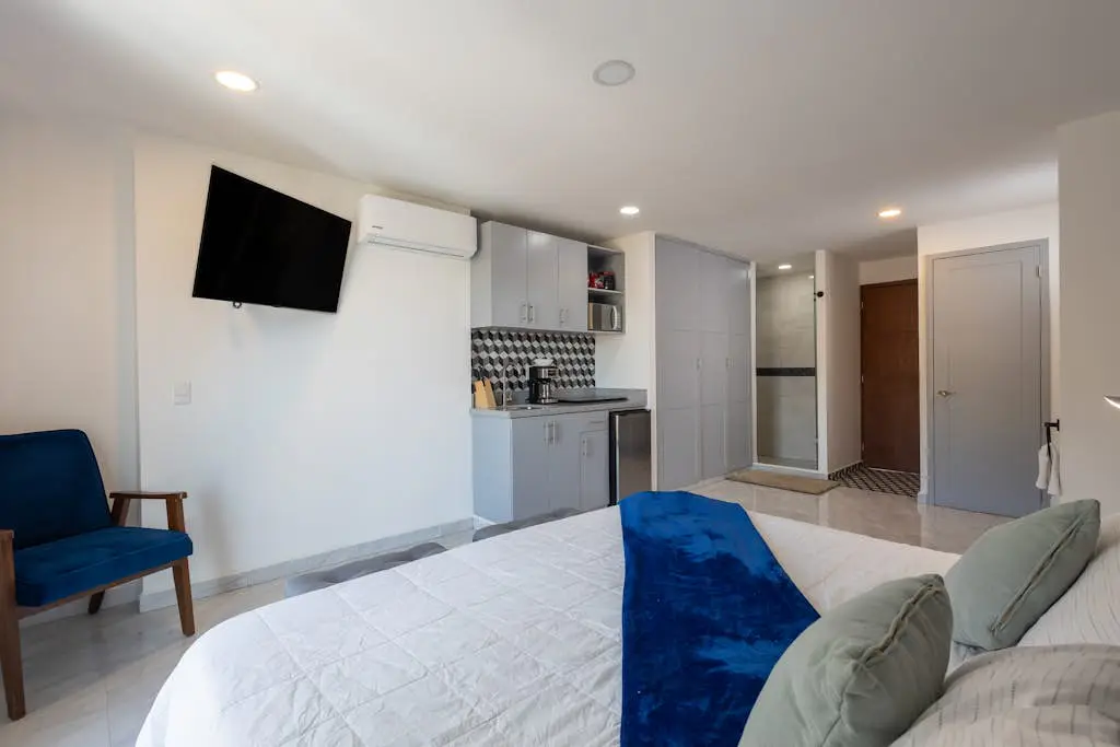 Hotel suite with ocean-view rooftop infinity pool, balconies & AC - dog-friendly