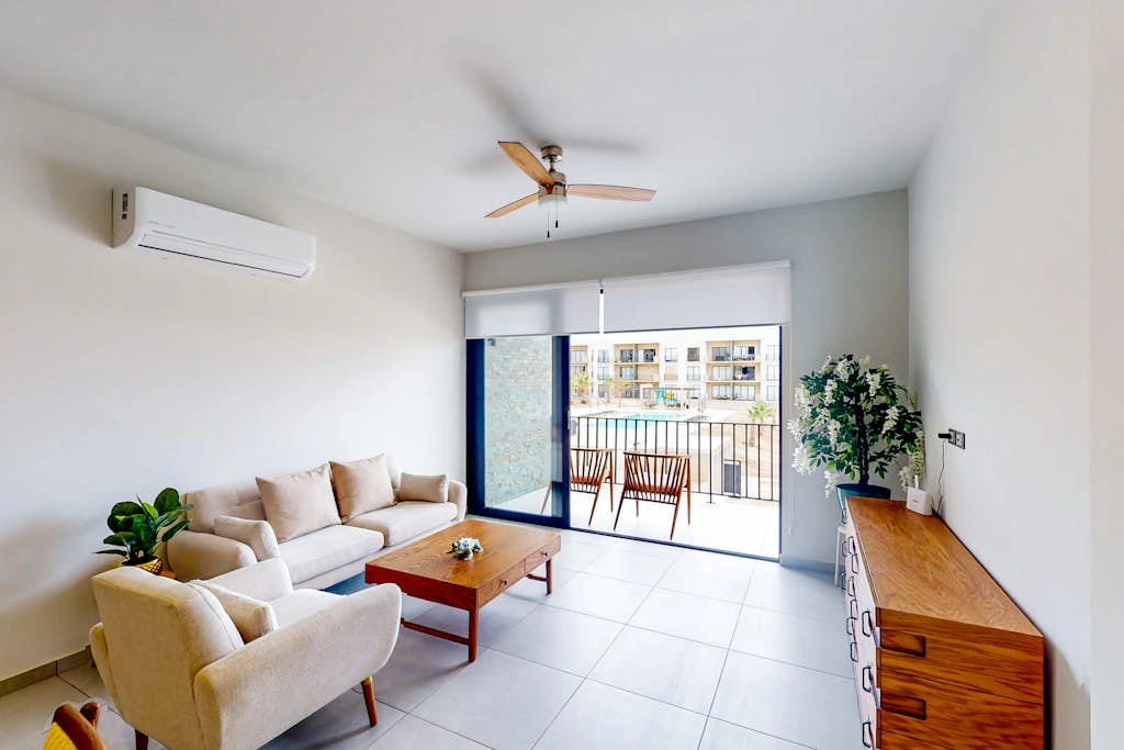 Dog-friendly apartment with gorgeous views, heated pool, open concept, & AC
