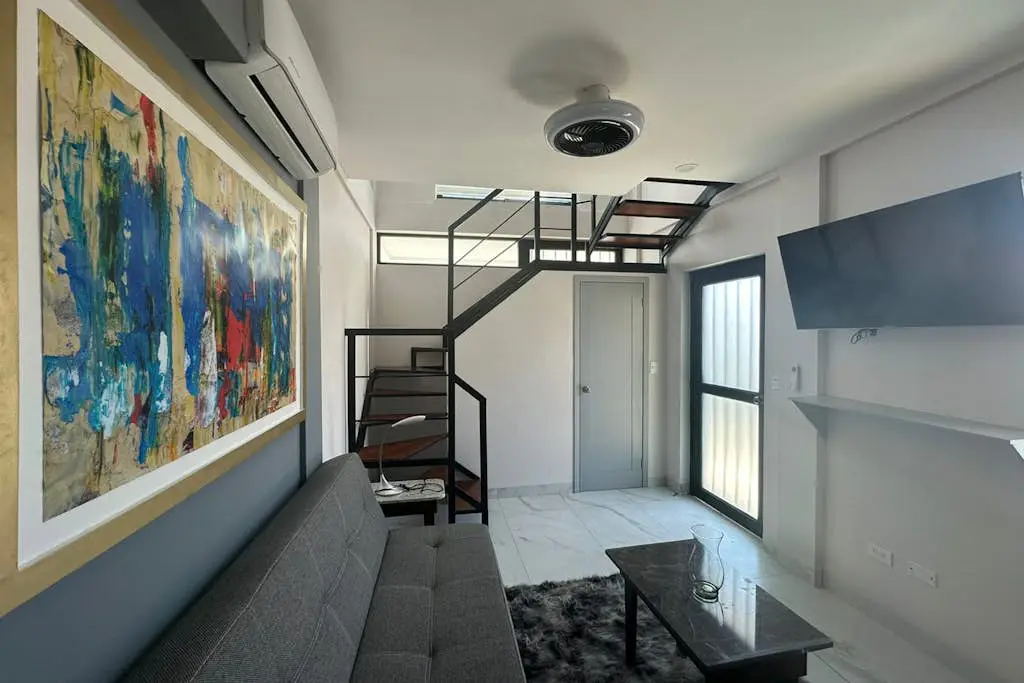 Dog-friendly loft with rooftop infinity pool, gym, balcony, & central AC