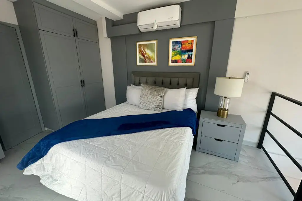 Dog-friendly loft with rooftop infinity pool, gym, balcony, & central AC