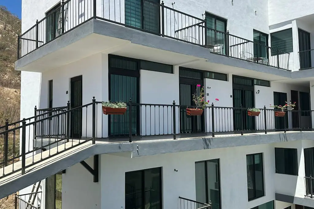 Dog-friendly loft with rooftop infinity pool, gym, balcony, & central AC
