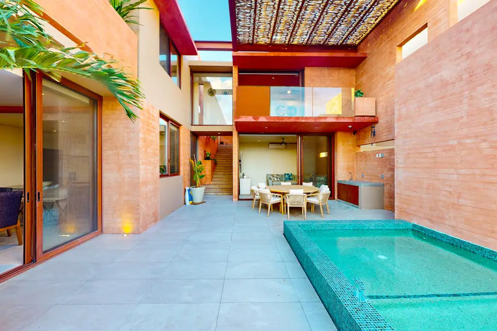 Luxury house with private pool, ocean view, inviting balcony & elegant charm