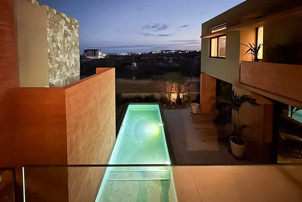 Luxury house with private pool, ocean view, inviting balcony & elegant charm