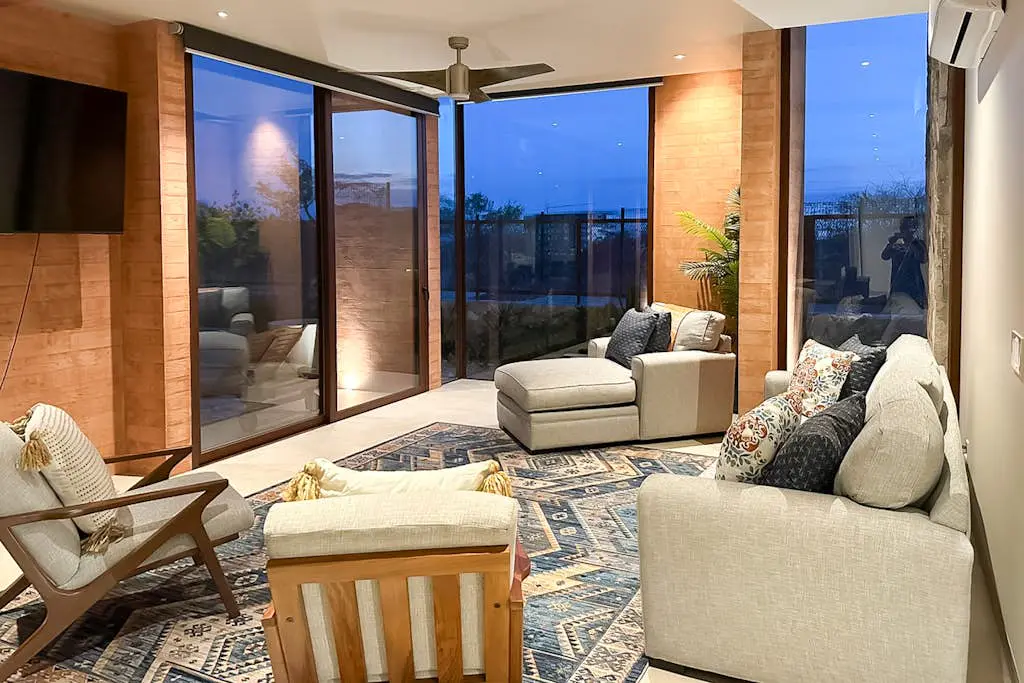 Luxury house with private pool, ocean view, inviting balcony & elegant charm