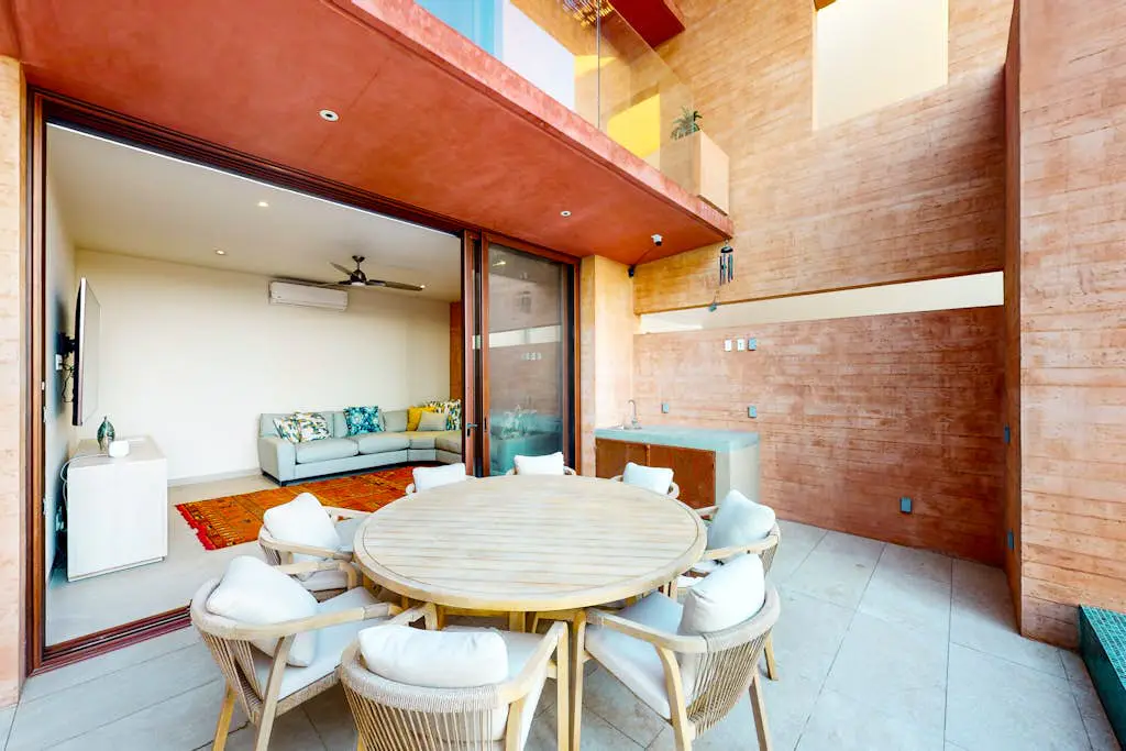 Luxury house with private pool, ocean view, inviting balcony & elegant charm