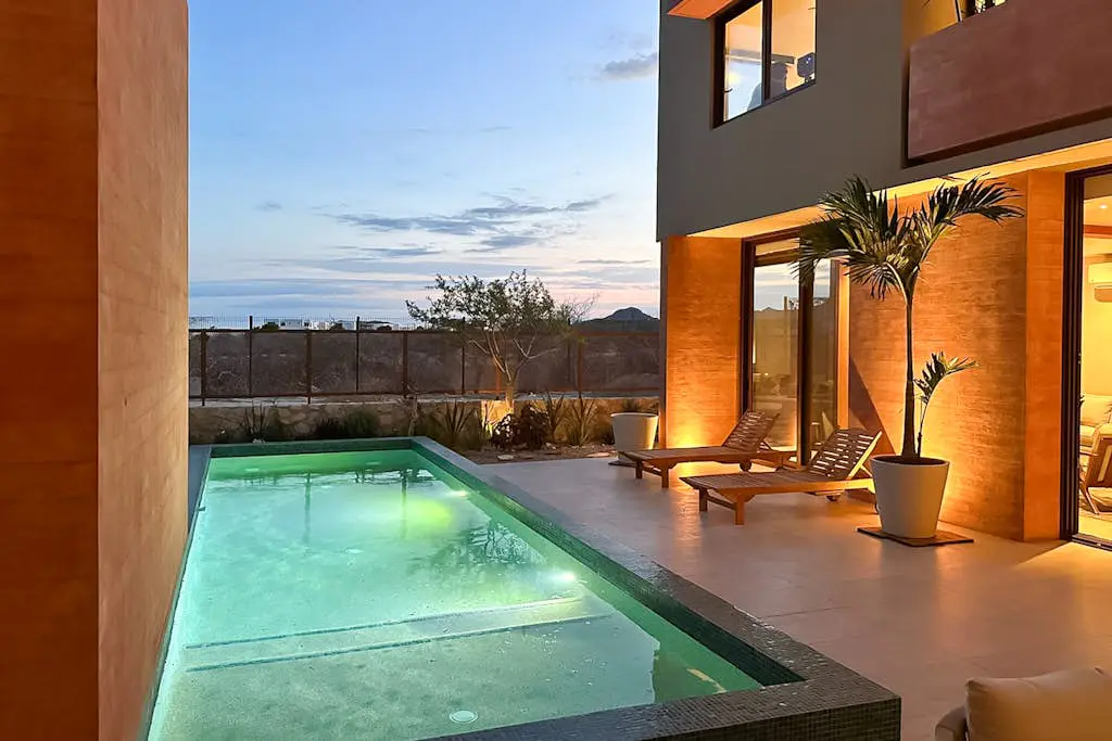 Luxury house with private pool, ocean view, inviting balcony & elegant charm