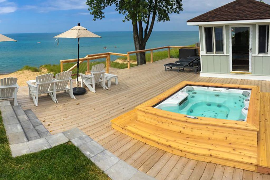 Luxury Lakefront Home w/ Private Hot Tub, Large Yard, Association Beach & WiFi