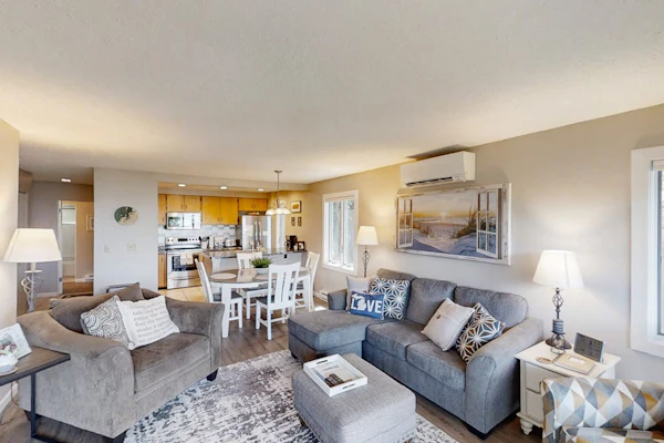 Comfy Glen Arbor condo with stunning Lake Michigan views, deck, & fireplace