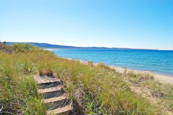 Tasteful Glen Arbor condo with beautiful Lake Michigan views, deck & fireplaces