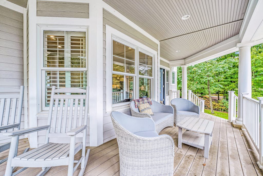 Lakeview home with beach access, private pickleball court, firepits & fireplace