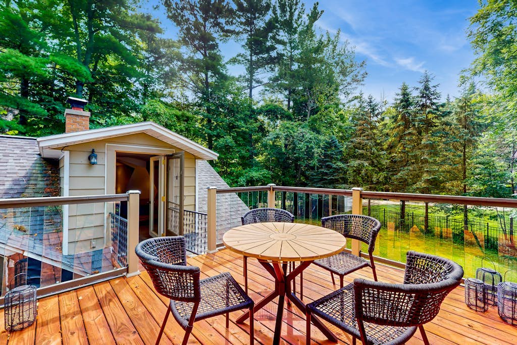 Lake Michigan Retreat with large patio, gas grill, fire pit, & outdoor hot tub