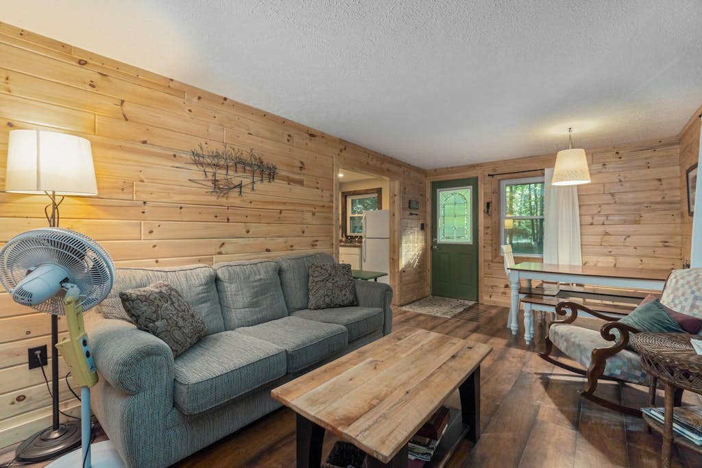 Riverfront cabin on the Betsie with private dock, kayaks & bikes - 2 dogs OK