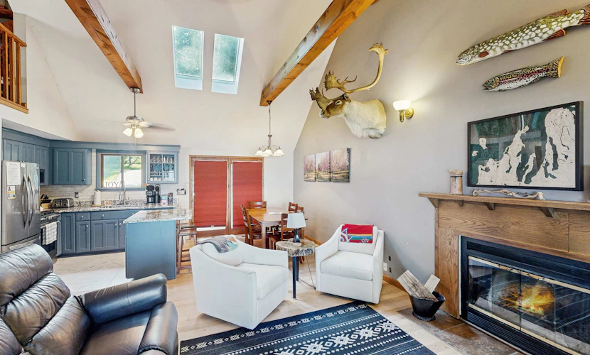 Dog-friendly secluded home near Suttons Bay with water views, firepit, fireplace