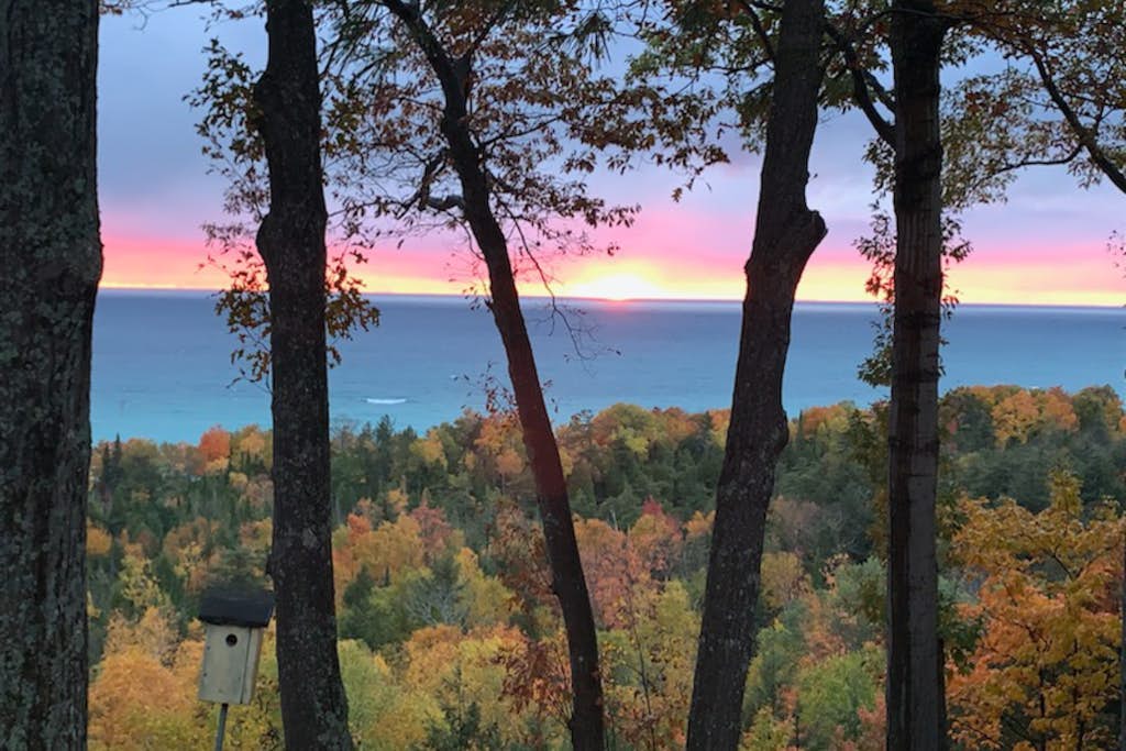 Secluded lake-view home with large deck, private gas grill, AC