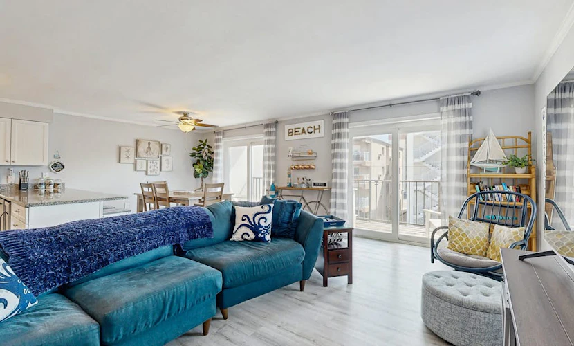 Second-Floor Condo 1 Block from the Beach w/ Balcony, AC, WiFi & Shared Pool