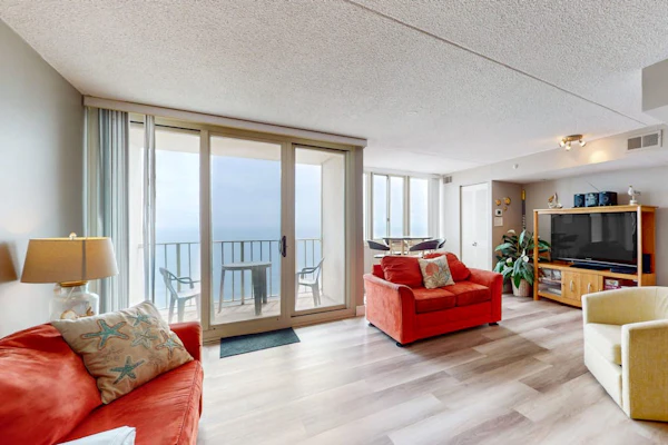 Ideal waterfront condo with pools, private balcony & W/D