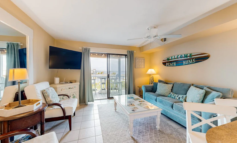 Bay-view condo with private balcony, central AC, washer/dryer, & WiFi