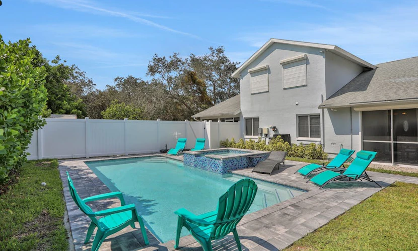 Trendy half of a duplex near the beach with private pool and spa